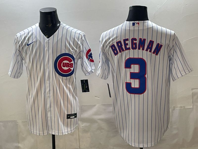 Men 2026 Chicago Cubs #3 Bregman White Stripe Game Nike MLB Jersey style 002